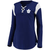 Women's Toronto Maple Leafs Fanatics Branded Iconic Long Sleeve Lace-Up V-Neck T-Shirt - Blue - Pro League Sports Collectibles Inc.