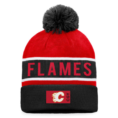 Calgary Flames Fanatics Branded Black/Red 2022 NHL Draft - Authentic Pro Cuffed Knit Toque with Pom - Pro League Sports Collectibles Inc.