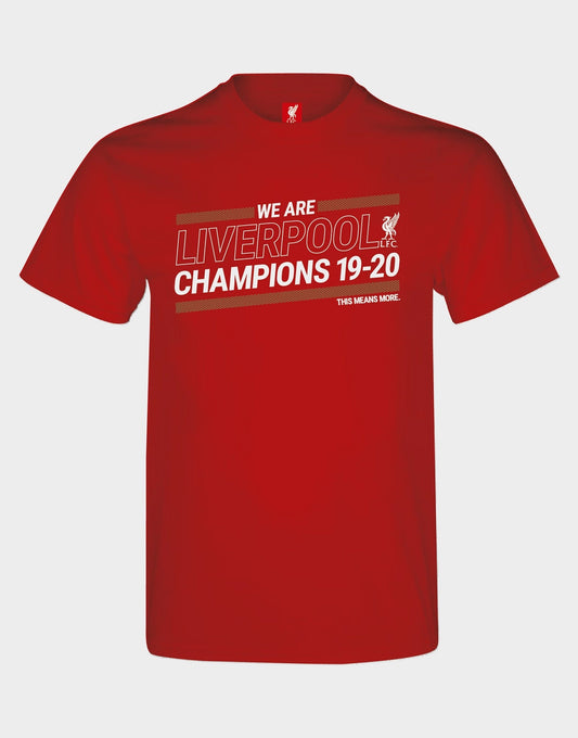 Liverpool FC Red “WE ARE THE LIVERPOOL CHAMPIONS 19-20” T-Shirt - Pro League Sports Collectibles Inc.