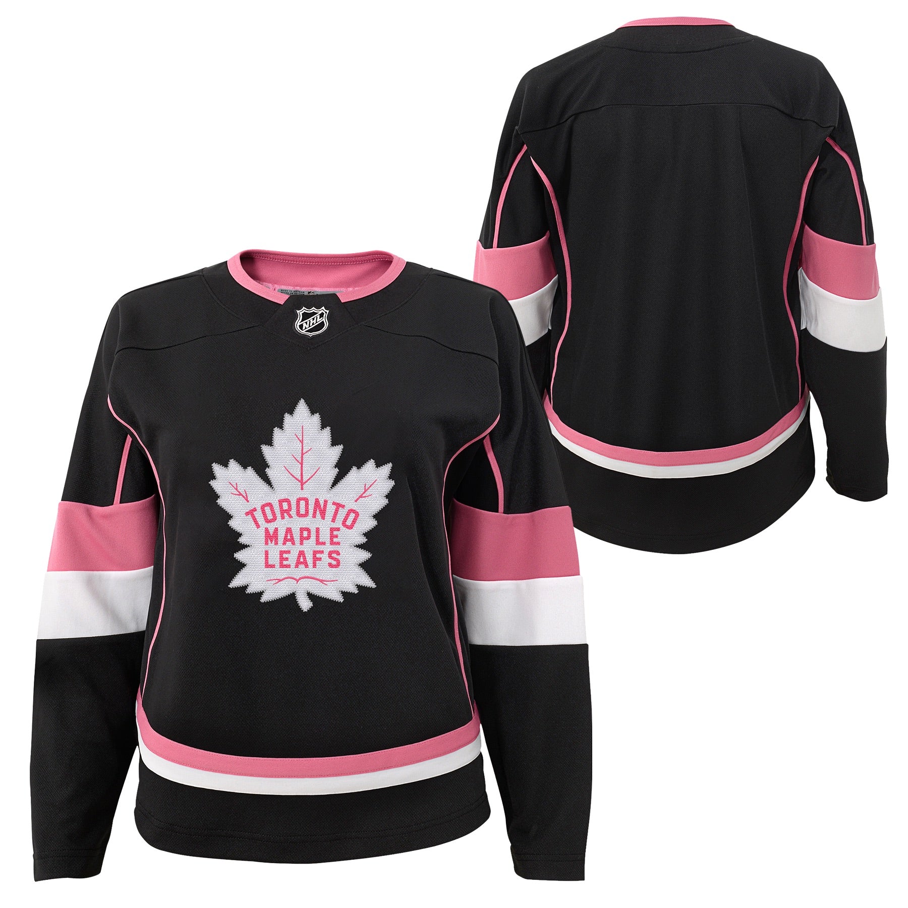 Youth Toronto Maple Leafs Girls Black & Pink Fan Replica Jersey - Pro League Sports Collectibles Inc.