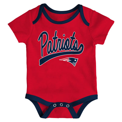 Infant New England Patriots Red/Navy/Heathered Gray Champ 3-Piece Bodysuit Set - Pro League Sports Collectibles Inc.