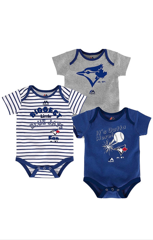 Infant Toronto Blue Jays Home Run Onesie 3 Pack Set - Pro League Sports Collectibles Inc.