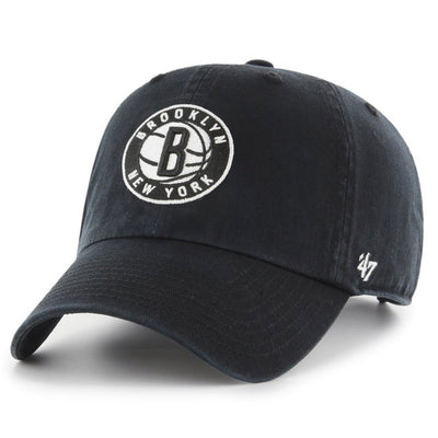 Brooklyn Nets Black NBA 47 Brand Clean Up Adjustable Buckle Back Hat - Pro League Sports Collectibles Inc.