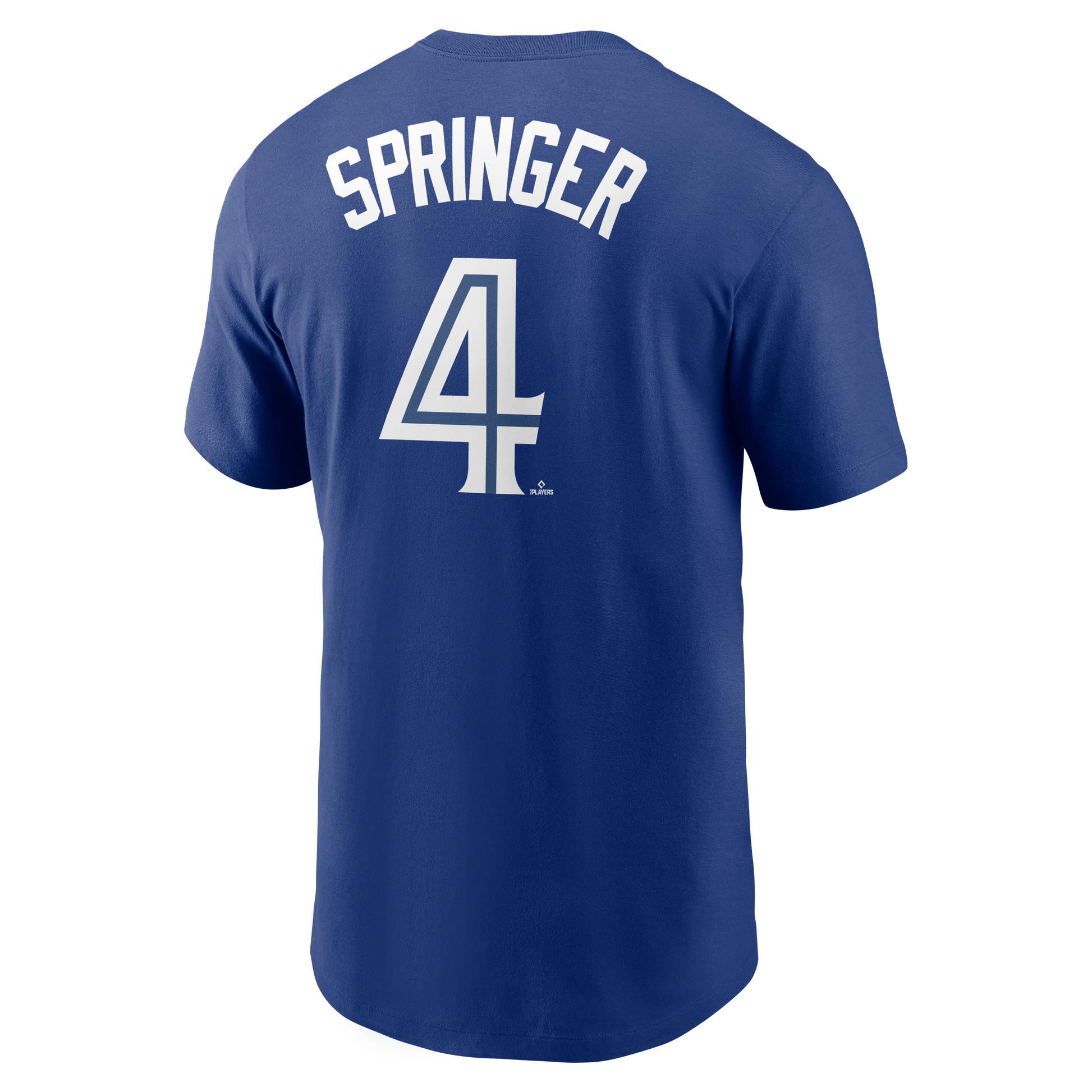 Toronto Blue Jays George Springer #4 Nike Royal Name and Number T-Shirt - Pro League Sports Collectibles Inc.