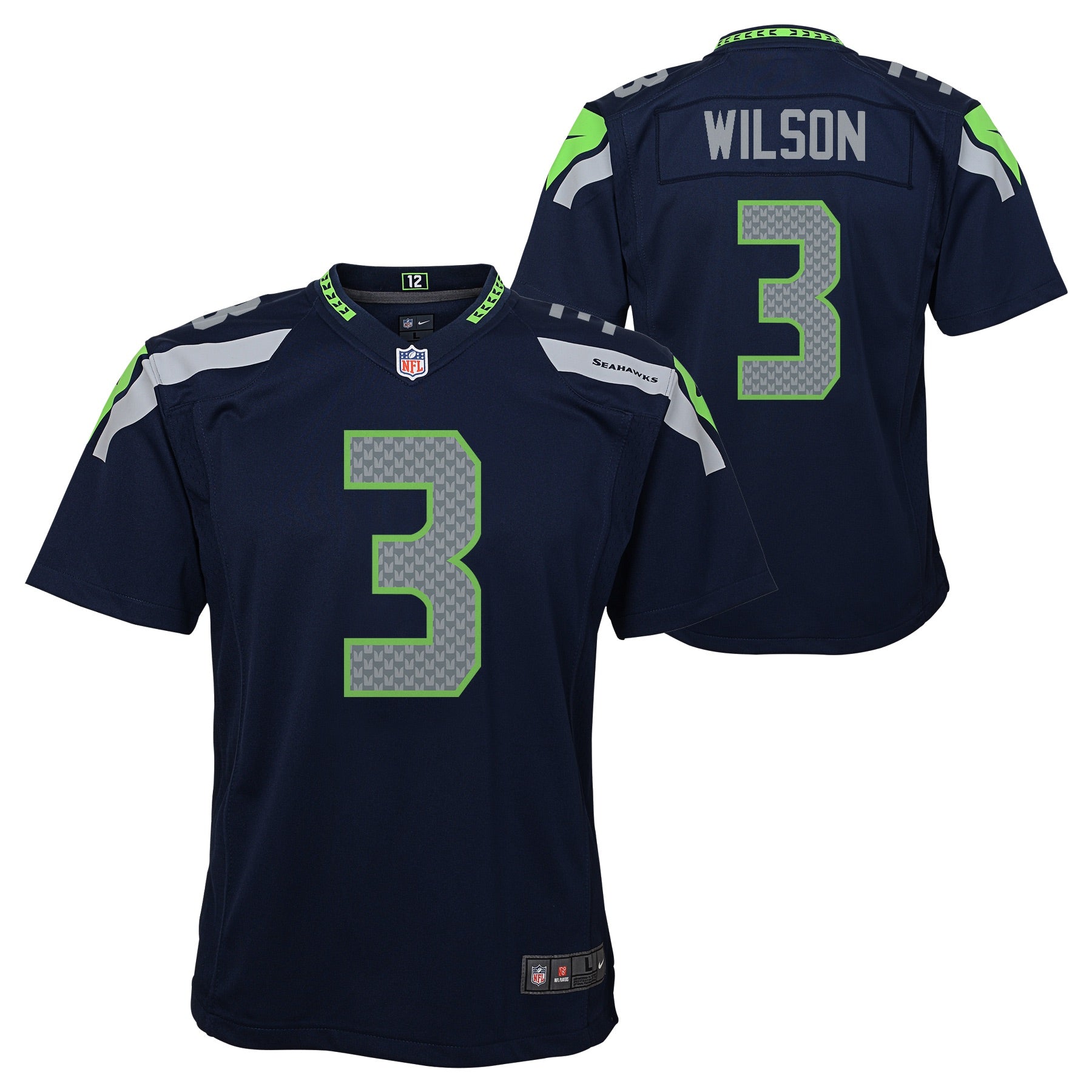 Seattle Seahawks RUSSELL WILSON #3 Nike On Field Football Jersey youth Large