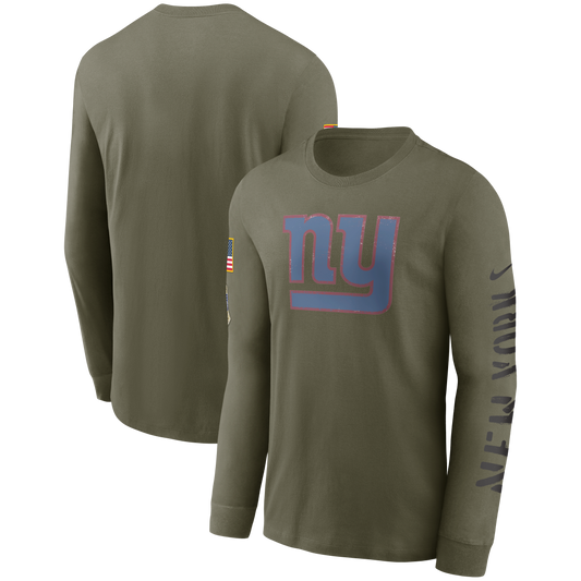 New York Giants Nike 2022 Salute To Service - Team Logo Long Sleeve T-Shirt - Olive - Pro League Sports Collectibles Inc.