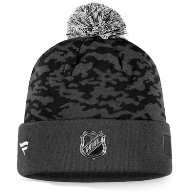Toronto Maple Leafs Fanatics Branded Charcoal Military Appreciation Cuffed Knit Hat with Pom - Pro League Sports Collectibles Inc.