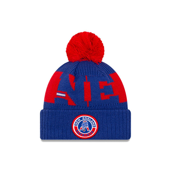 Buffalo Bills New Era 2021 NFL Sideline Sport Official Pom Cuffed Knit Hat  - Royal/Red