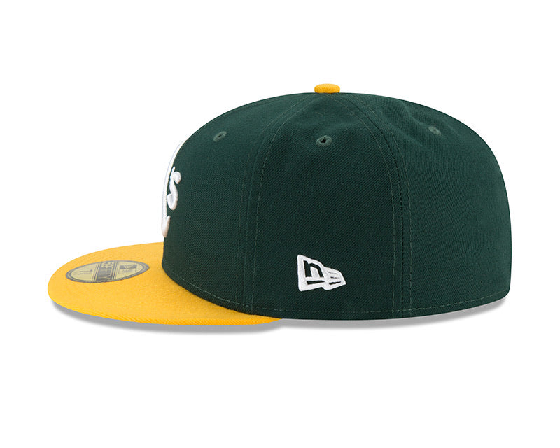 Men's New Era Green Oakland Athletics Road Authentic Collection On Field  59FIFTY Performance Fitted Hat