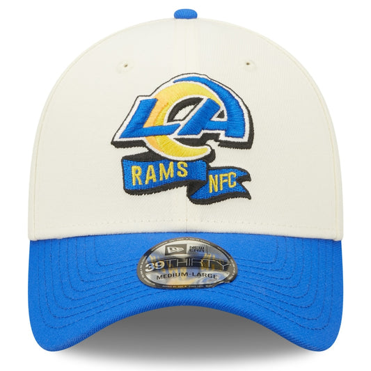 Los Angeles Rams 2022 Sideline New Era Cream/Blue - 39THIRTY 2-Tone Flex Hat - Pro League Sports Collectibles Inc.