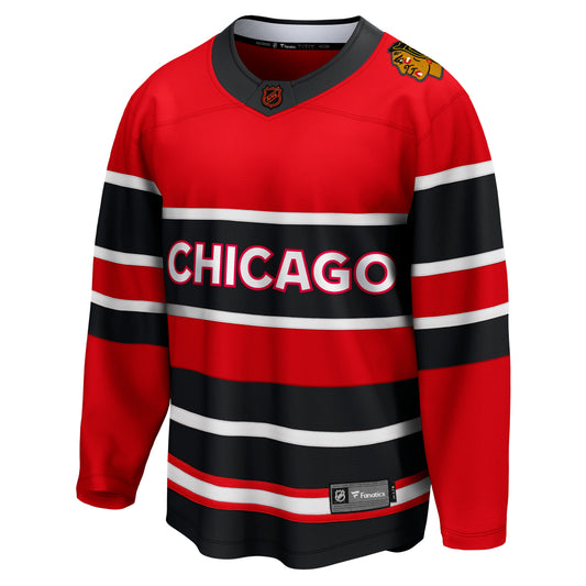 Chicago Blackhawks Fanatics Branded - Retro Reverse Special Edition 2.0 Breakaway Blank Jersey - Red/Black - Pro League Sports Collectibles Inc.