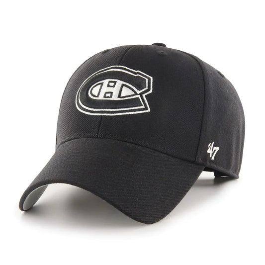 Montreal Canadiens Black/White 47' Brand MVP Basic Adjustable Hat - Pro League Sports Collectibles Inc.