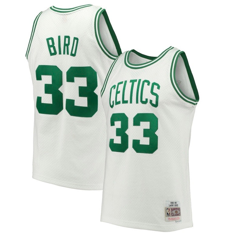 Larry Bird Boston Celtic Mitchell & Ness 1985-86 Hardwood Classic Swingman White Jersey mm - Pro League Sports Collectibles Inc.