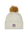 Women's Buffalo Bills New Era 2022 Sports Knit - Cuffed Pom Knit Hat - Cream - Pro League Sports Collectibles Inc.