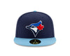 Toronto Blue Jays Alt 4 Official On-Field Post Season 2022 Playoffs New Era 59FIFTY Fitted Hat- Navy/Light Blue - Pro League Sports Collectibles Inc.