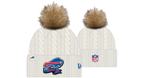 Women's Buffalo Bills New Era Black Cuffed Knit Hat with Fuzzy Pom