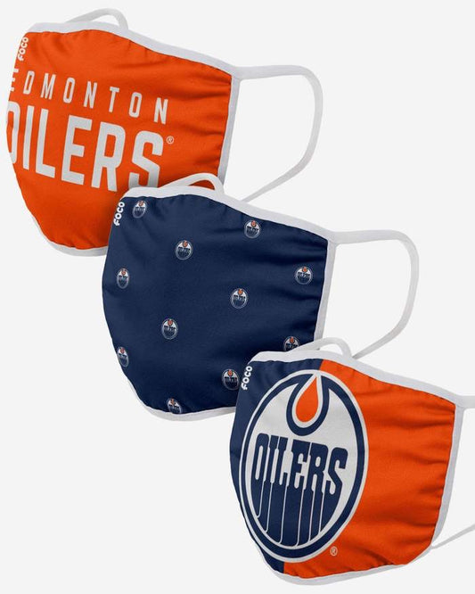 Youth Edmonton Oilers FOCO NHL Face Mask Covers 3 Pack - Pro League Sports Collectibles Inc.