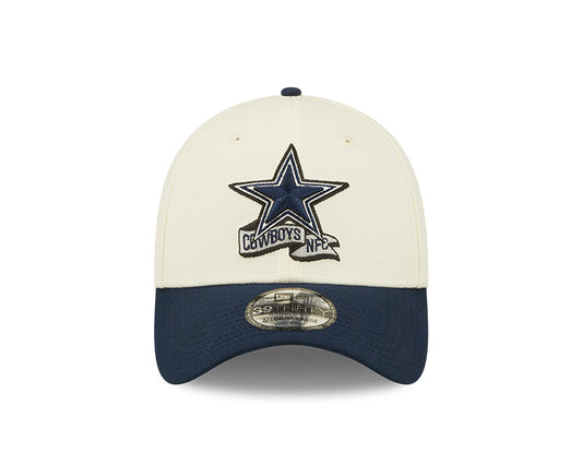 Dallas Cowboys 2022 Sideline New Era Cream/Navy - 39THIRTY 2-Tone Flex Hat - Pro League Sports Collectibles Inc.