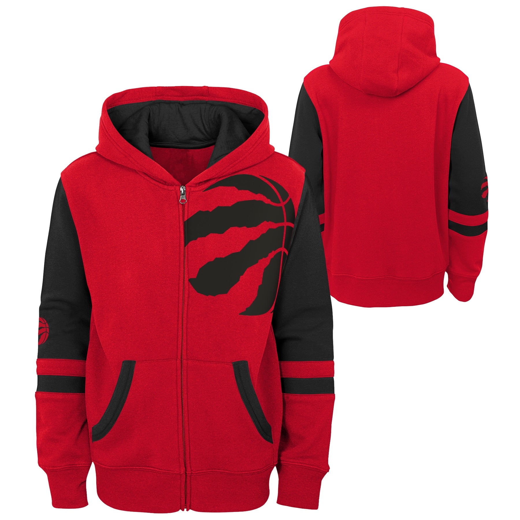 Child Toronto Raptors Full Zip Red Black Fleece Hoodie 7 LG