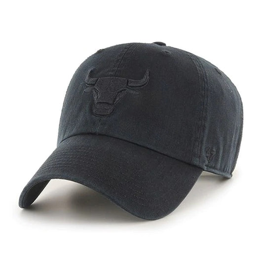 Chicago Bulls Black on Black Clean Up '47 Brand Adjustable Hat - Pro League Sports Collectibles Inc.