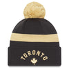 Toronto Raptors New Era Black and Gold City Edition 2022-23 Pom Knit Toque - Pro League Sports Collectibles Inc.