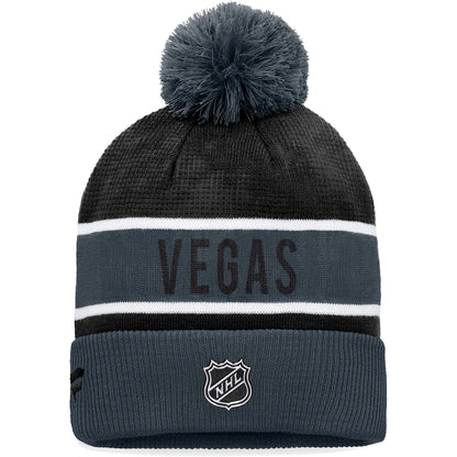 Las Vegas Golden Knights Fanatics Branded Grey/Black 2022 NHL Draft - Authentic Pro Cuffed Knit Toque with Pom - Pro League Sports Collectibles Inc.