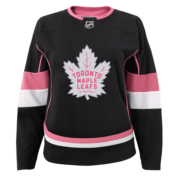 Youth Toronto Maple Leafs Girls Black Pink Fan Replica Jersey