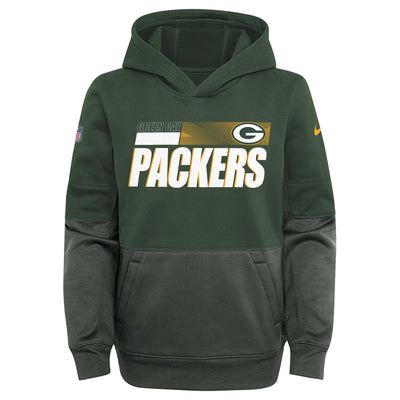 Youth Green Bay Packers Nike Sideline Impact Lockup Therma Pullover Hoodie - Green/Charcoal - Pro League Sports Collectibles Inc.