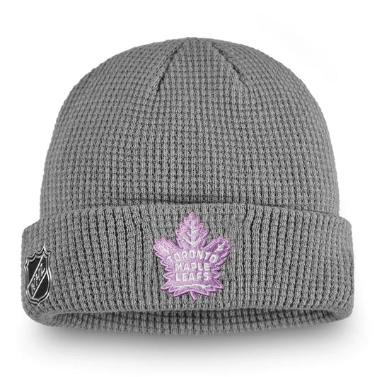 Toronto Maple Leafs Hockey Fanatics Gray Hockey Fights Cancer Cuffed Toque - Pro League Sports Collectibles Inc.