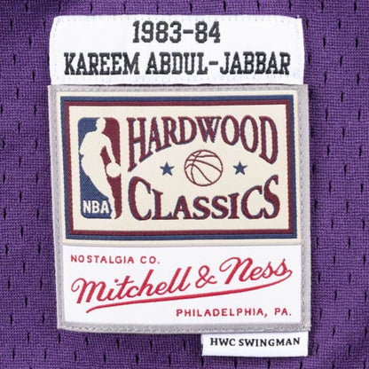 Kareem Abdul-Jabbar Los Angeles Lakers Mitchell & Ness 1983-84 Hardwood Classic Swingman Purple Jersey - Pro League Sports Collectibles Inc.