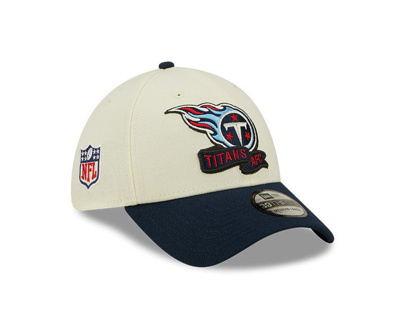 Tennessee Titans 2022 Sideline New Era Cream/Navy - 39THIRTY 2-Tone Flex Hat - Pro League Sports Collectibles Inc.