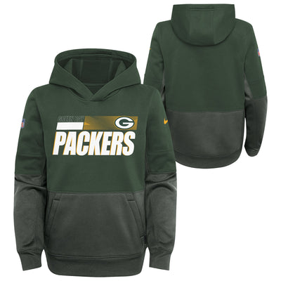 Youth Green Bay Packers Nike Sideline Impact Lockup Therma Pullover Hoodie - Green/Charcoal - Pro League Sports Collectibles Inc.