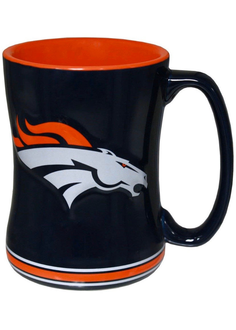 NFL Denver Broncos 14oz. Navy Sculpted Relief Mug - Pro League Sports Collectibles Inc.