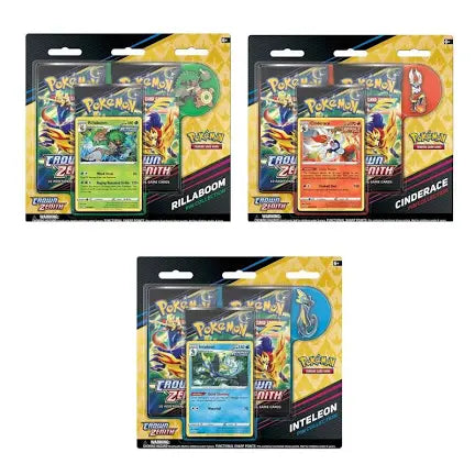 Pokémon TCG: Crown Zenith Pin Collection - Inteleon, Rillaboom, Cinderace - Pro League Sports Collectibles Inc.