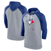 Toronto Blue Jays Nike Gray/Royal Baseball Raglan 3/4-Sleeve - Pullover Hoodie - Pro League Sports Collectibles Inc.