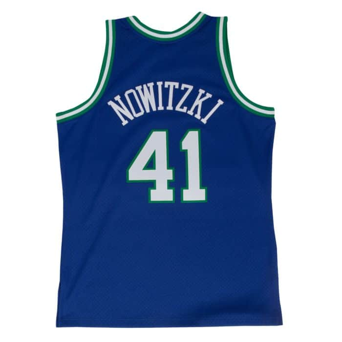 Dirk Nowitzki #41 Dallas Mavericks Mitchell & Ness 1998-99 Hardwood Classic Swingman Jersey - Blue - Pro League Sports Collectibles Inc.