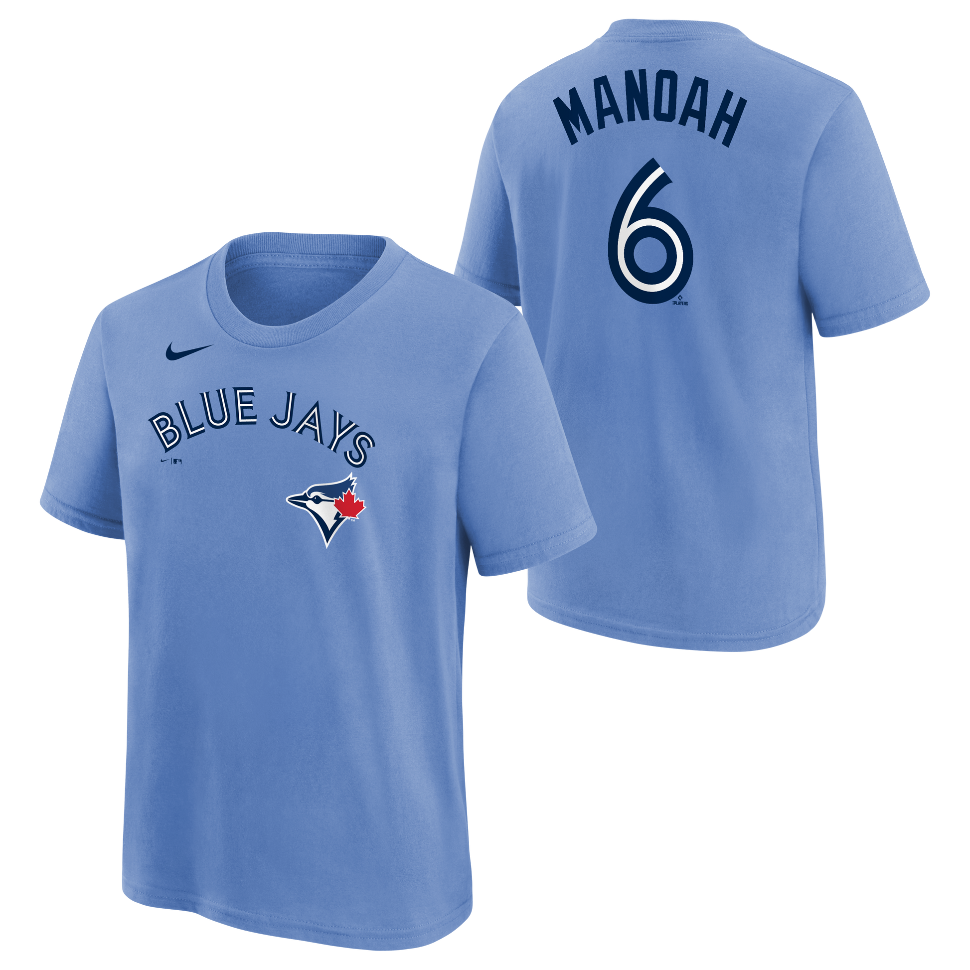 Child Toronto Blue Jays Alex Manoah #6 Nike Powder Blue Horizon Name & Number T-Shirt - Pro League Sports Collectibles Inc.