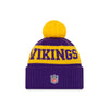 Minnesota Vikings New Era Purple/Gold 2020 NFL Sideline - Official Sport Pom Cuffed Knit Toque - Pro League Sports Collectibles Inc.