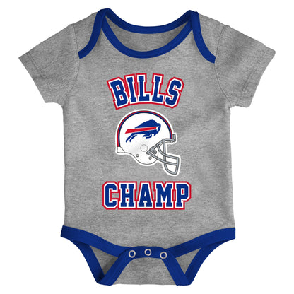 Infant Buffalo Bills Red/Royal/Heathered Gray Champ 3-Piece Bodysuit Set - Pro League Sports Collectibles Inc.