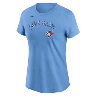 Women's Toronto Blue Jays George Springer #4 Nike Powder Blue Horizon Name and Number T-Shirt - Pro League Sports Collectibles Inc.