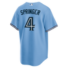 Toronto Blue Jays George Springer #4 SCREENED ON SEWN Nike Powder Blue Horizon Replica Team Jersey - Pro League Sports Collectibles Inc.