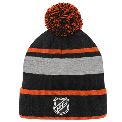 Youth Philadelphia Flyers Black Breakaway Cuffed Knit Hat with Pom - Pro League Sports Collectibles Inc.