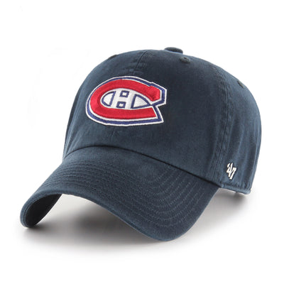 Montreal Canadiens Vintage Navy Clean Up '47 Brand Adjustable Hat - Pro League Sports Collectibles Inc.
