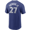 Toronto Blue Jays Vladimir Guerrero Jr. #27 Nike Royal Name and Number T-Shirt - Pro League Sports Collectibles Inc.