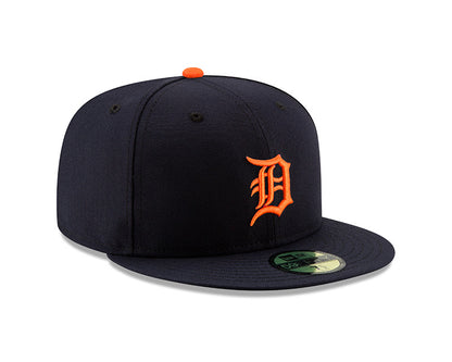 Detroit Tigers New Era Navy/Orange Authentic Collection On-Field Road 59FIFTY Fitted Hat - Pro League Sports Collectibles Inc.