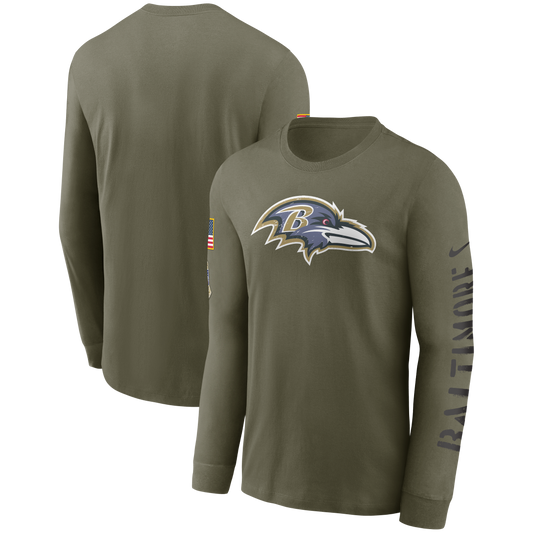 Baltimore Ravens Nike 2022 Salute To Service - Team Logo Long Sleeve T-Shirt - Olive - Pro League Sports Collectibles Inc.