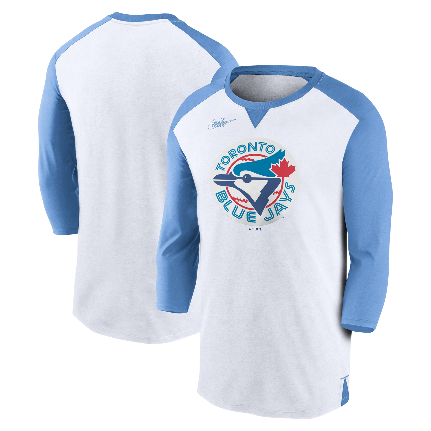 Toronto Blue Jays Nike White/Powder Blue Rewind 3/4-Sleeve T-Shirt - Pro League Sports Collectibles Inc.