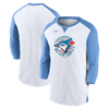 Toronto Blue Jays Nike White/Powder Blue Rewind 3/4-Sleeve T-Shirt - Pro League Sports Collectibles Inc.