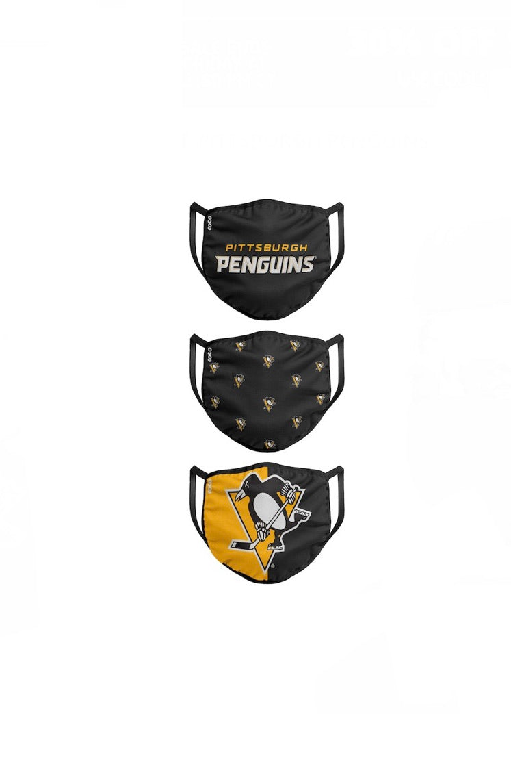 Pittsburgh Penguins FOCO NHL Face Mask Covers Adult 3 Pack - Pro League Sports Collectibles Inc.