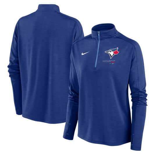 Women’s Toronto Blue Jays Nike Pacer Quarter-Zip Long Sleeve Top - Royal - Pro League Sports Collectibles Inc.